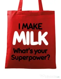 Sacosa din panza I make milk Rosu