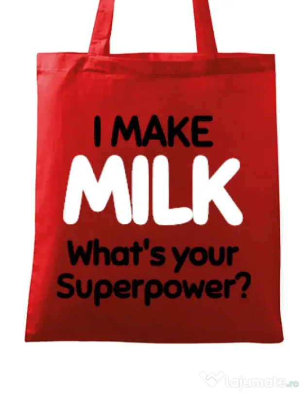 Sacosa din panza I make milk Rosu