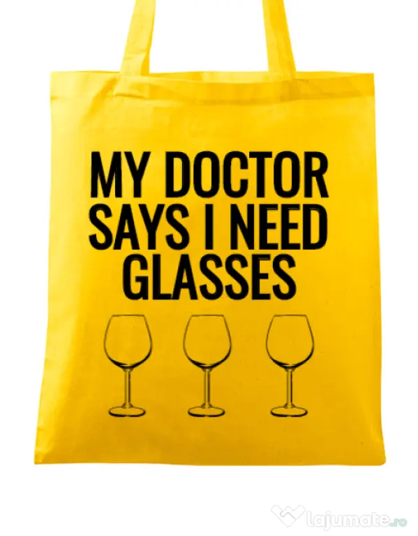 Sacosa din panza I need glasses Galben