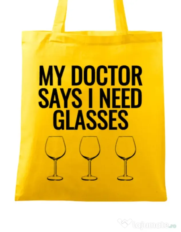 Sacosa din panza I need glasses Galben