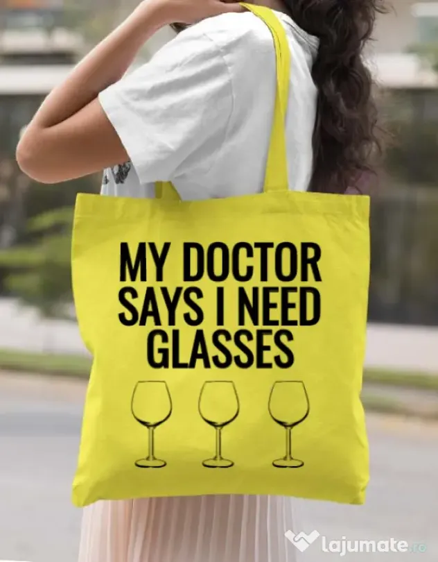Sacosa din panza I need glasses Galben