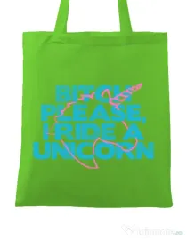 Sacosa din panza I ride a unicorn Verde mar