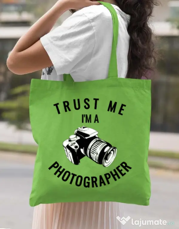 Sacosa din panza I’m a photographer Verde mar