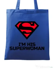 Sacosa din panza I'm his superwoman Albastru regal