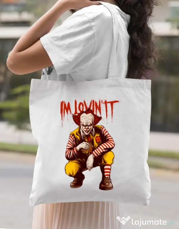 Sacosa din panza I'm Lovin IT Alb