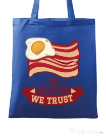 Sacosa din panza In bacon we trust Albastru regal