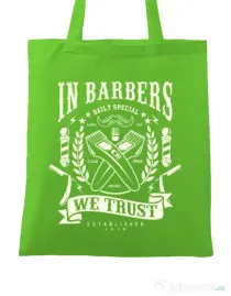 Sacosa din panza In Barbers We Trust Verde mar