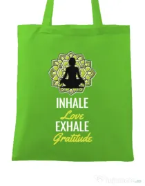 Sacosa din panza Inhale love Verde mar