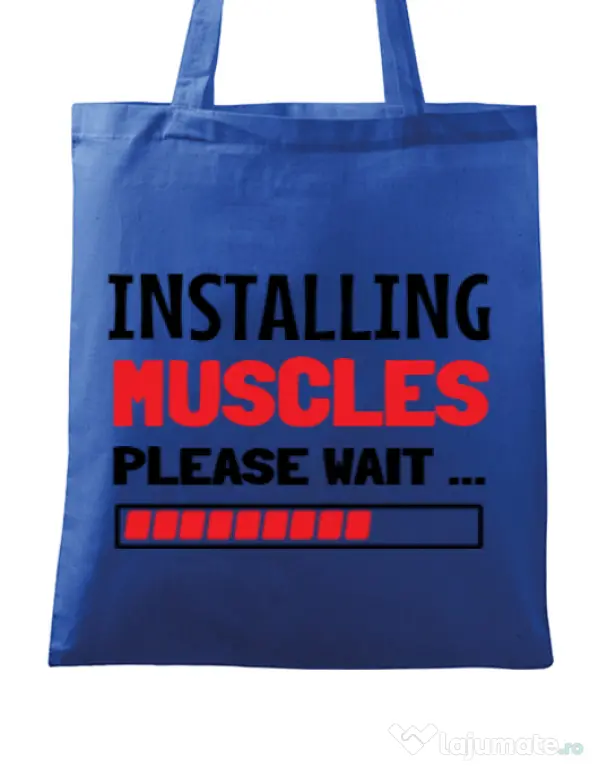 Sacosa din panza Installing Muscles Albastru regal