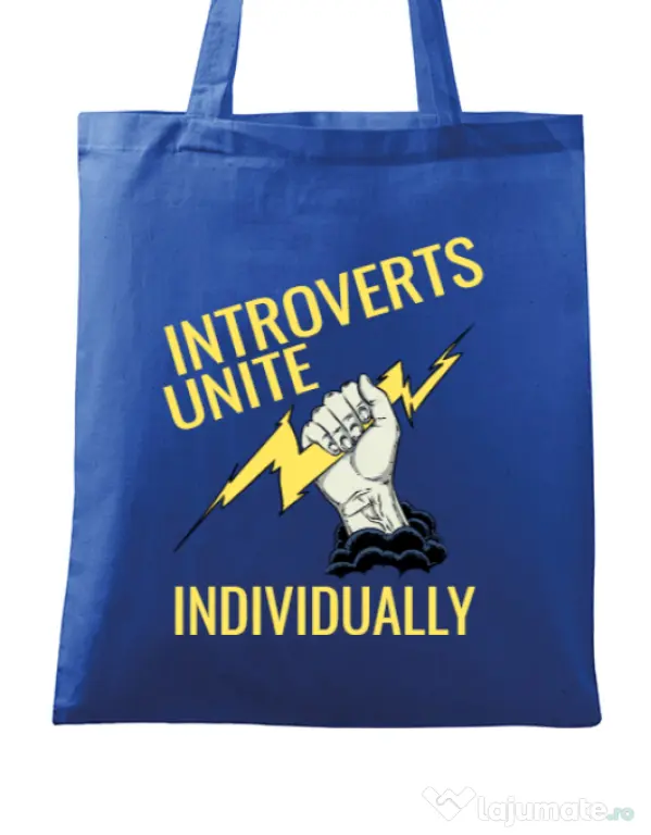 Sacosa din panza Introverts unite Albastru regal