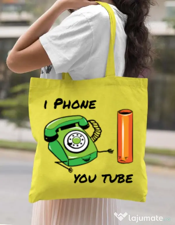 Sacosa din panza Iphone youtube Galben