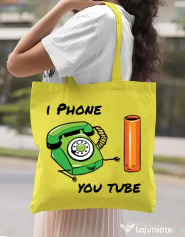 Sacosa din panza Iphone youtube Galben