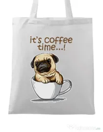 Sacosa din panza Its Coffee Time Alb