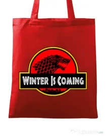 Sacosa din panza Jurassic winter Rosu