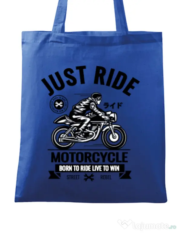 Sacosa din panza Just ride Albastru regal