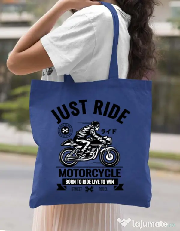 Sacosa din panza Just ride Albastru regal