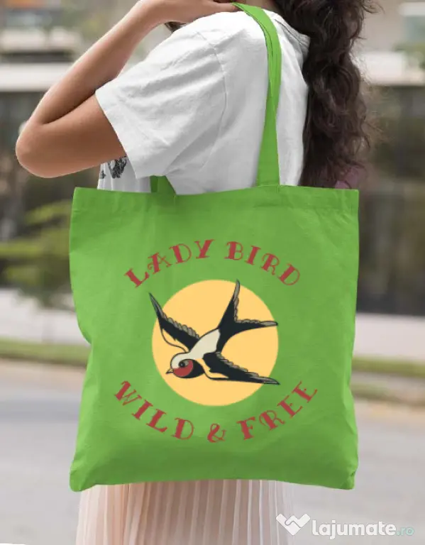 Sacosa din panza Ladybird Verde mar