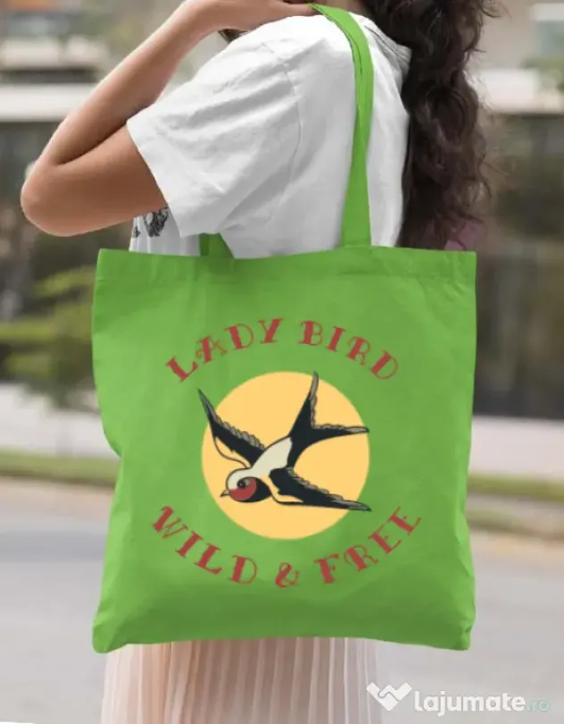Sacosa din panza Ladybird Verde mar