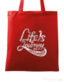 Sacosa din panza Life Is A Journey Rosu