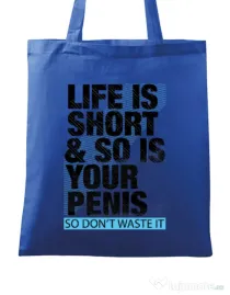Sacosa din panza Life is short Albastru regal