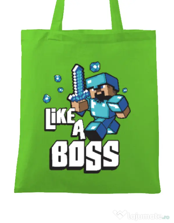 Sacosa din panza Like a boss Verde mar