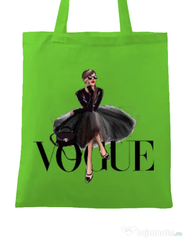 Sacosa din panza Little black tutu Verde mar