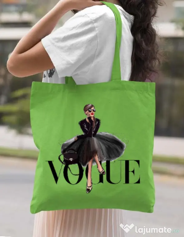 Sacosa din panza Little black tutu Verde mar