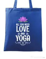 Sacosa din panza Love and yoga Albastru regal