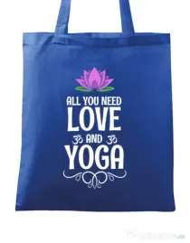 Sacosa din panza Love and yoga Albastru regal