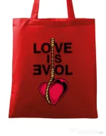 Sacosa din panza Love is evil Rosu