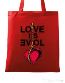 Sacosa din panza Love is evil Rosu