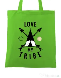 Sacosa din panza Love my tribe Verde mar