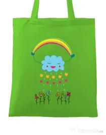 Sacosa din panza Love rain Verde mar