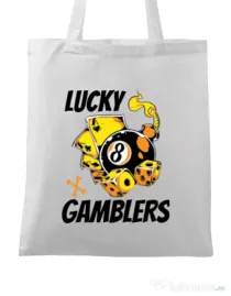 Sacosa din panza Lucky gamblers Alb