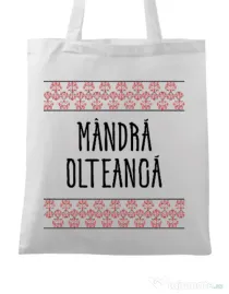 Sacosa din panza Mandra olteanca Alb