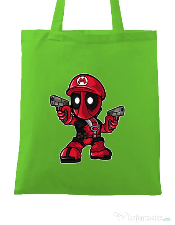 Sacosa din panza Mario Deadpool Verde mar