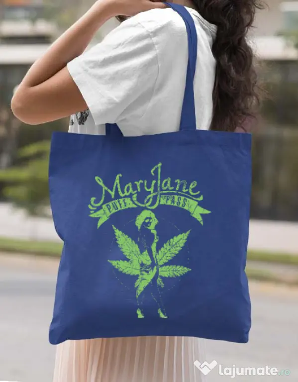 Sacosa din panza Mary Jane Albastru regal