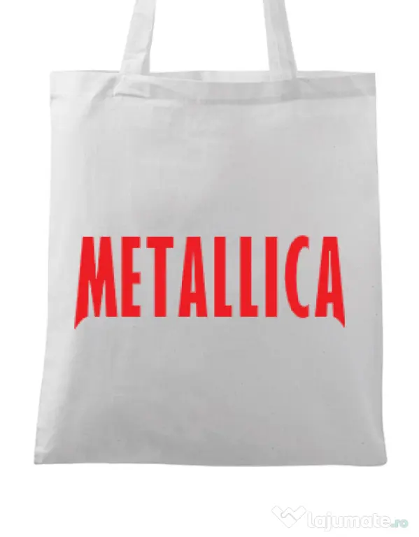 Sacosa din panza Metallica 2 Alb