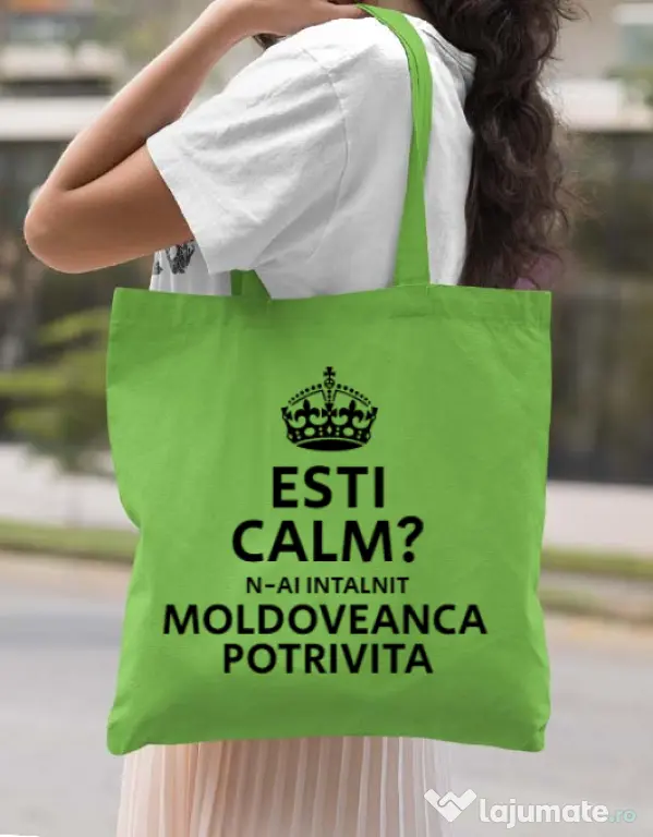 Sacosa din panza Moldoveanca potrivita Verde mar
