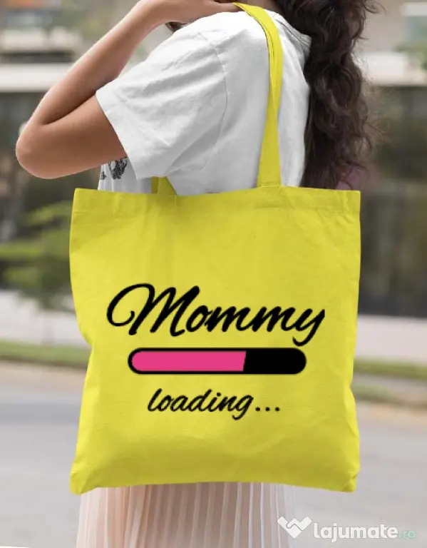 Sacosa din panza Mommy loading Galben