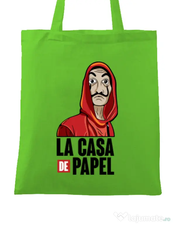 Sacosa din panza Money heist Verde mar