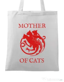 Sacosa din panza Mother of cats Alb