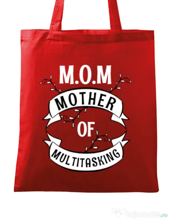 Sacosa din panza Mother of multitasking Rosu