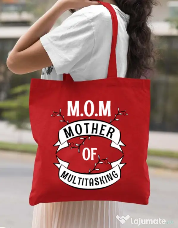 Sacosa din panza Mother of multitasking Rosu