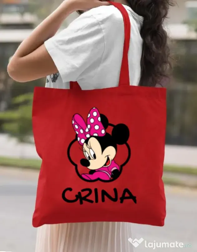 Sacosa din panza Mouse daughter Rosu