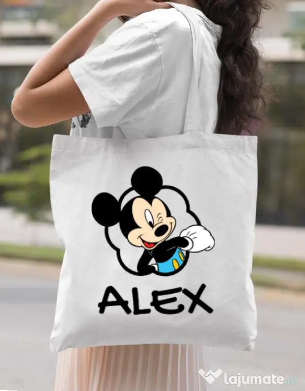 Sacosa din panza Mouse son Alb