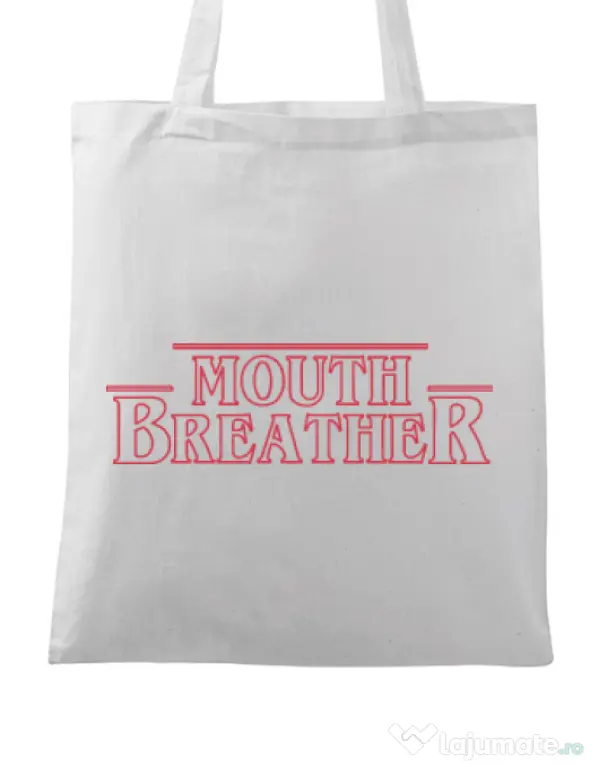 Sacosa din panza Mouth breather Alb
