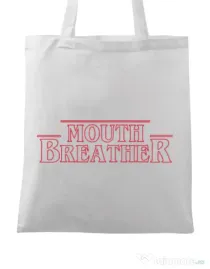 Sacosa din panza Mouth breather Alb