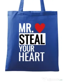 Sacosa din panza Mr. steal your heart Albastru regal