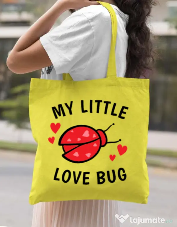 Sacosa din panza My little love bug Galben